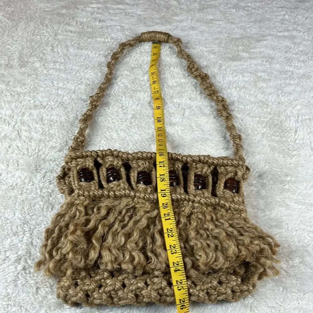 Unbranded‎ Macrame rope and wood bead shoulder bag purse - Picture 4 of 7